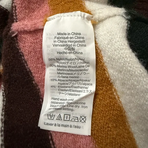 MADEWELL Payton Striped Merino Wool / Alpaca Blend Balloon Sleeve Sweater Size M - Picture 10 of 13